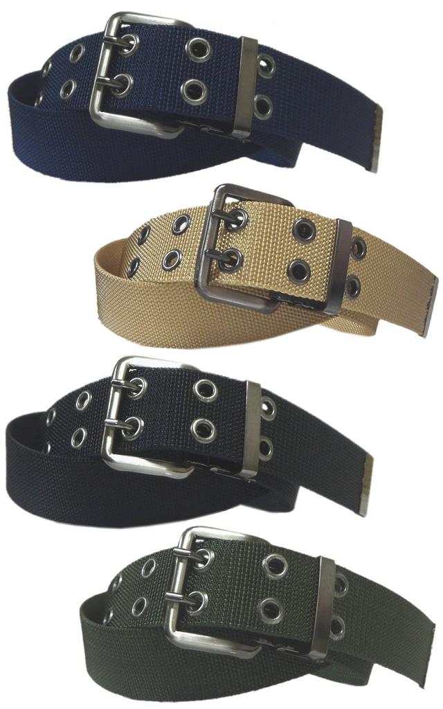 Double Pin Work Belt Wide Fits Waist up to 110cm Moss (WP-40) 3.8cm / (4 Colors Black, Beige, Navy, Green)