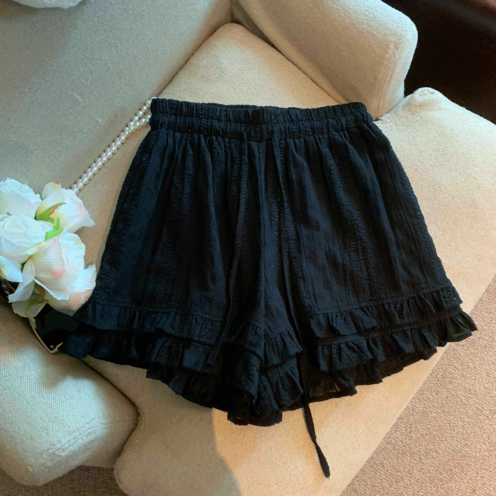 

Women s French Lace Trim Wide-Leg Summer Pants: Casual Loose Fit A-Line Shorts X-Large