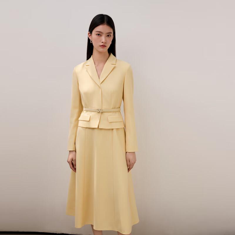 ELLASSAY Women's 100% Wool Lapel Midi Dress with Belt