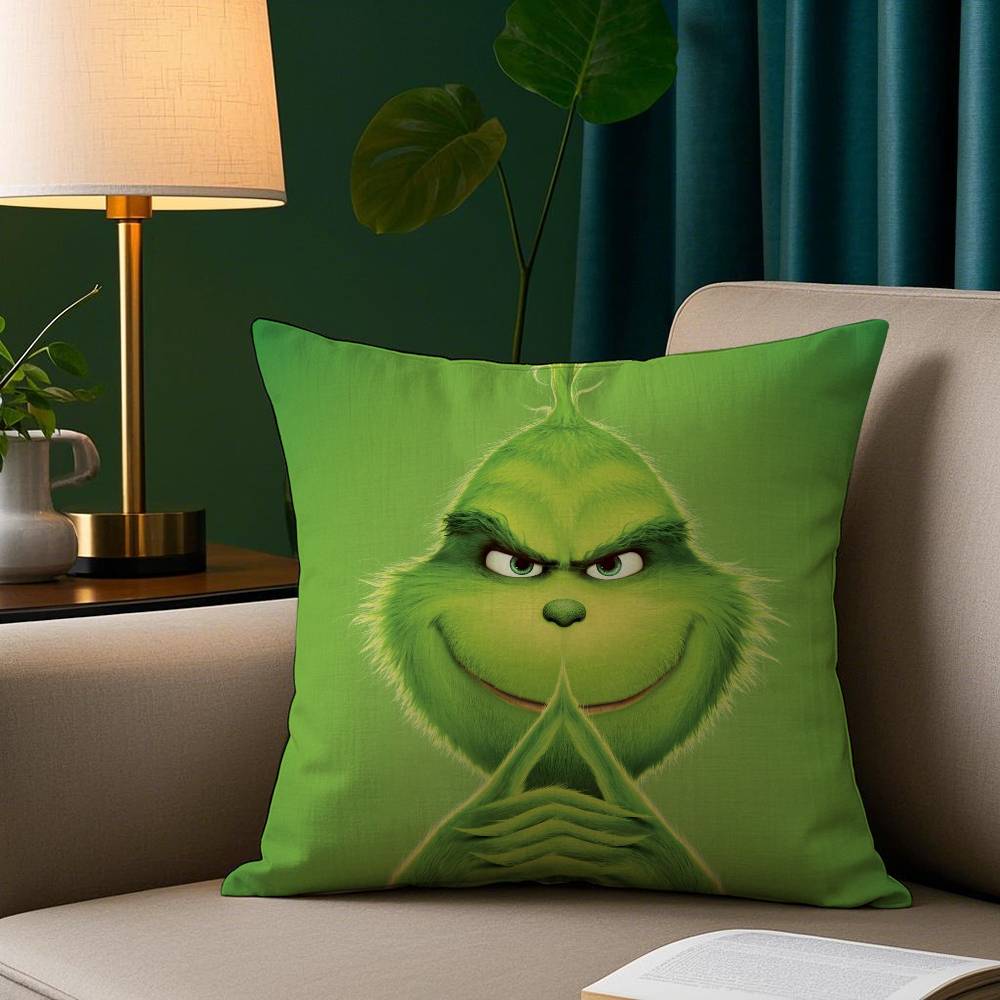 Cartoon Green Monster Pillow Case Short Plush Print Cushion Cover Square Throw Pillow Covers Sofa Home Decor