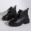 Fashion Studded Side Zip Cotton Boots Fall New Round Toe Lace-Up Front Platform Non-Slip Shorthole Boots