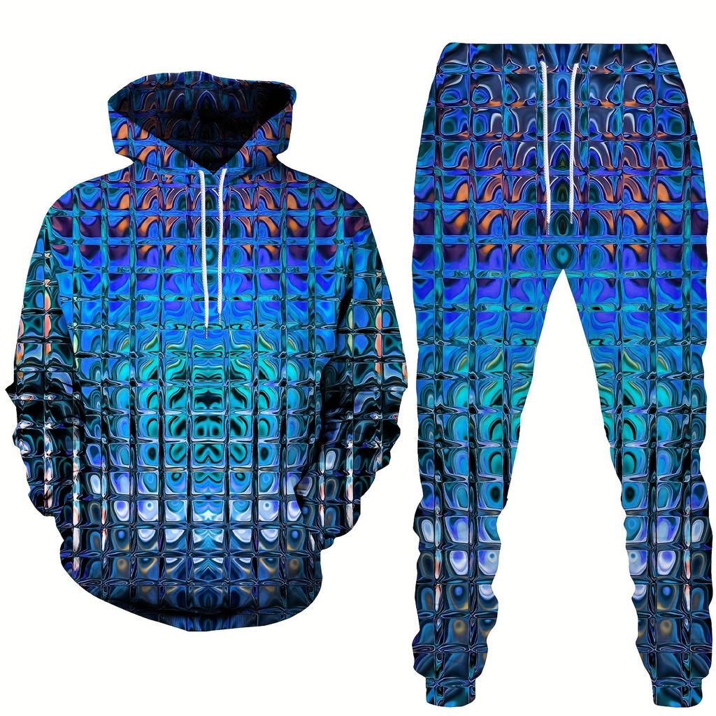 Autumn Hoodies Men's Jogging Tracksuit Shiny Gradient 3D Print Casual Hoodie And Pantsuit Fashion Street Wear Creative Sets