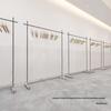 Clothing Store Display Rack: Stainless Steel Minimalist Floor-Standing Rack for Men's, Women's, and Children's Apparel.
