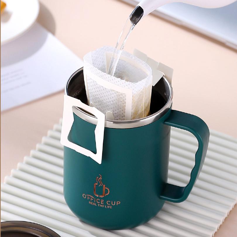 500ml 304 Nerezový Termoska Hrnček s Víčkem a Uchem Přenosná Termální Láhev na Vodu Nepropustná Vakuová Baňka Izolovaný Hrnček