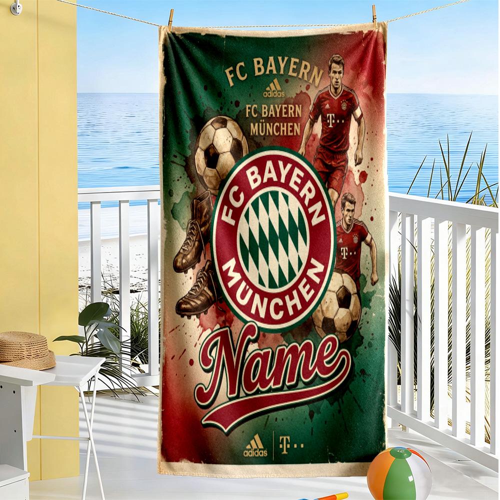 Bayern Munich Champions Customized Name Beach Towel Super Soft & Absorbent Suitable for Sports Travel Swimming Yoga Bathroom Beach And Pool