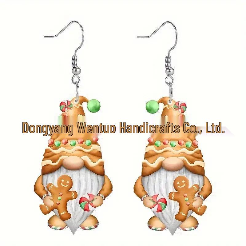 

Santa Claus Style Acrylic Earrings - Festive Fashion Accessory 2.9 cm жовтий