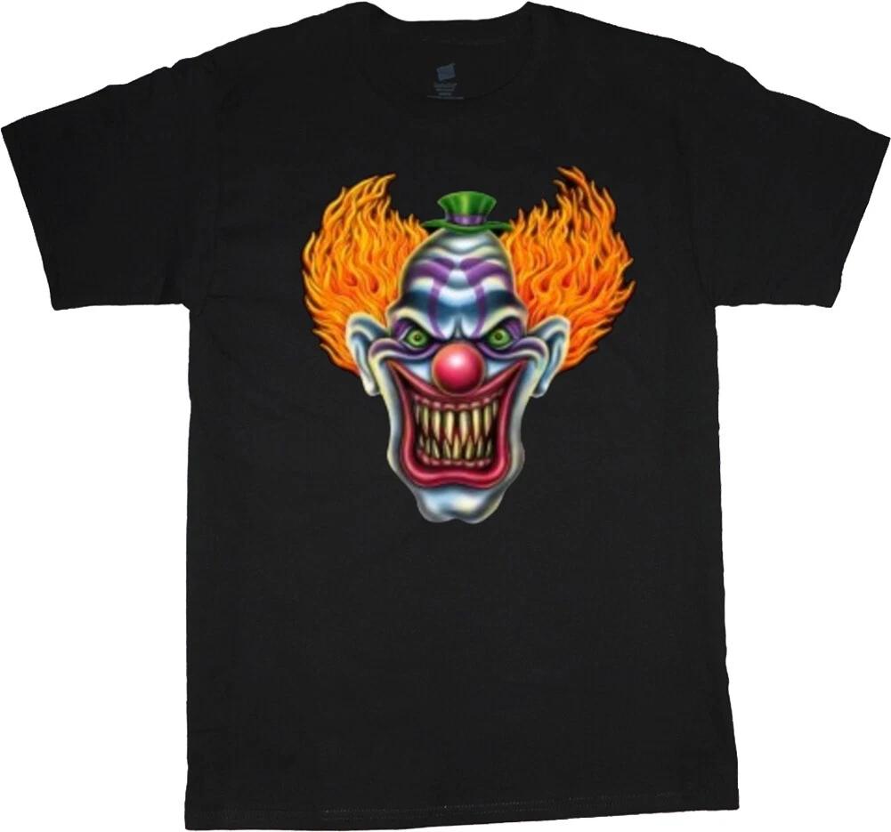Evil Scary Clown Horror Movie T-shirt Halloween Mens Graphic Tees S