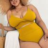 2026 Plus Size European & American High Waist Neck Tie Bikini Swimsuit for Women