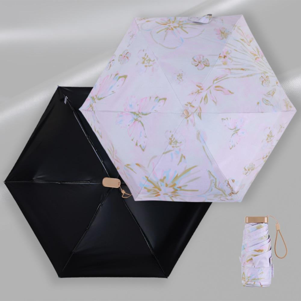 Ultraviolet Protection Small Pocket Umbrella Oil Painting Folding Umbrella  Daily Commute
