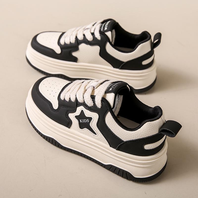 

2024 Женские Модные Кроссовки на Толстой Подошве Весна/Осень - Дизайн Черно-Белая Звезда Панда 38