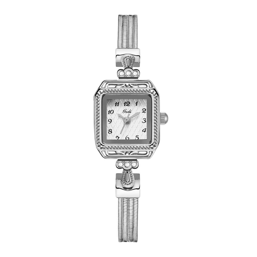 Ladies Light Luxury High-End Watch Retro Copper Imitation Snake Strap Watch Square Plate Antique High-Value Watch