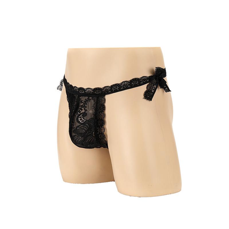 Men's Sexy Panties Lace Bag Bag Bag Egg Trendy Men's Transparent Thong Sexy Low Waist Strap Nightclub Briefs
