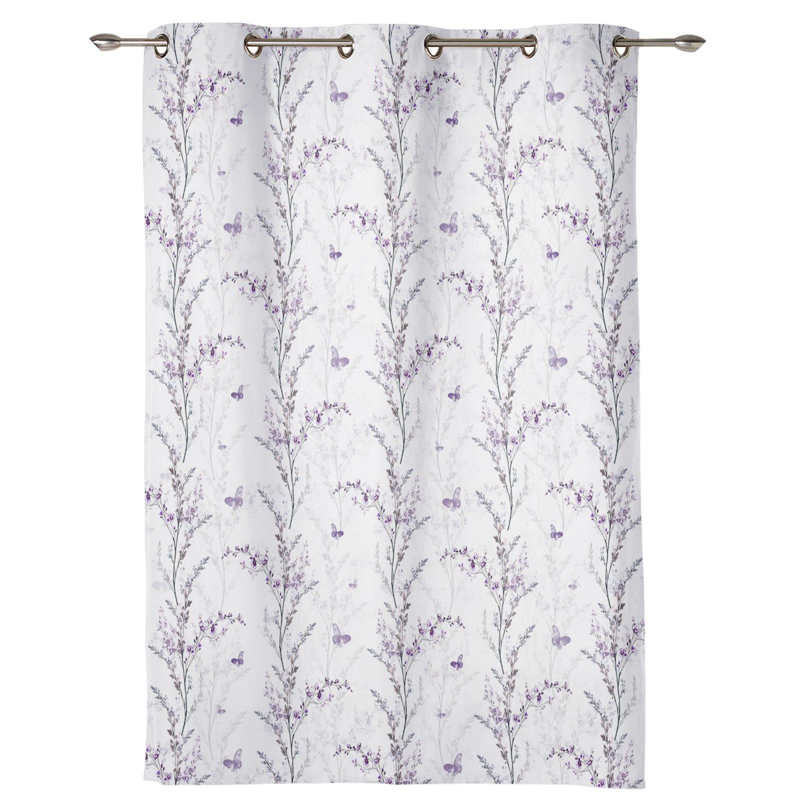 Фиолетовые цветы лист бабочка шторы для спальни гостиной оконные шторы жалюзи кухня — фото 2