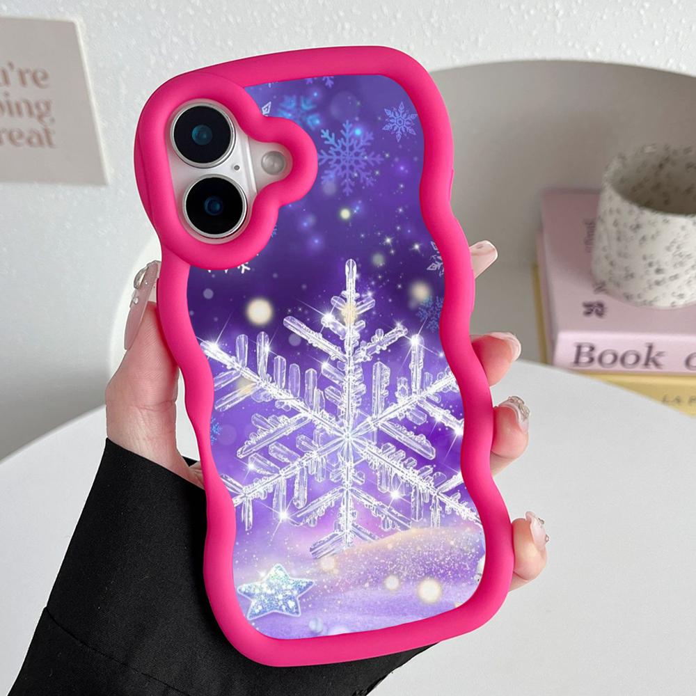 Winter Snowflake Mobile Cell Phone Case for iPhone 17 16 15 14 13 12 11 Air Pro Max Plus Wavy Edge TPU Colorful Cover Smartphone