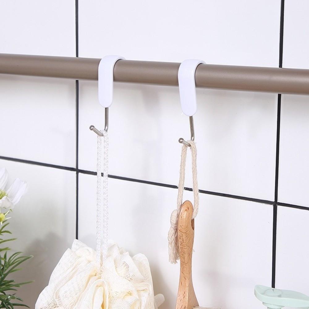 7pcs Set High Quality Rotatable S Hooks Stainless Steel Heavy Duty Pipe Clip Hooks Hanging Rack Hooks Clothes Hanging