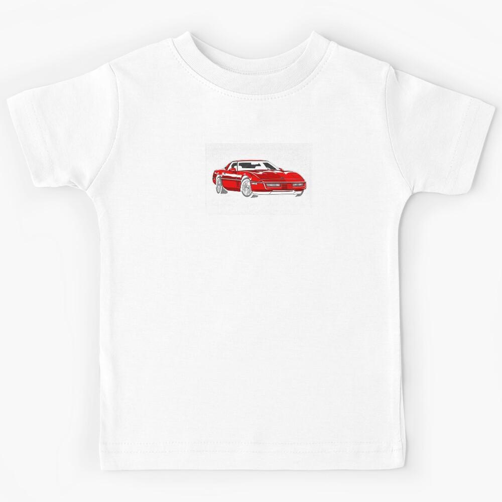 1987 Chevrolet Corvette C4 – Classic Red American Sports Car Illustration Kids T-Shirt 140