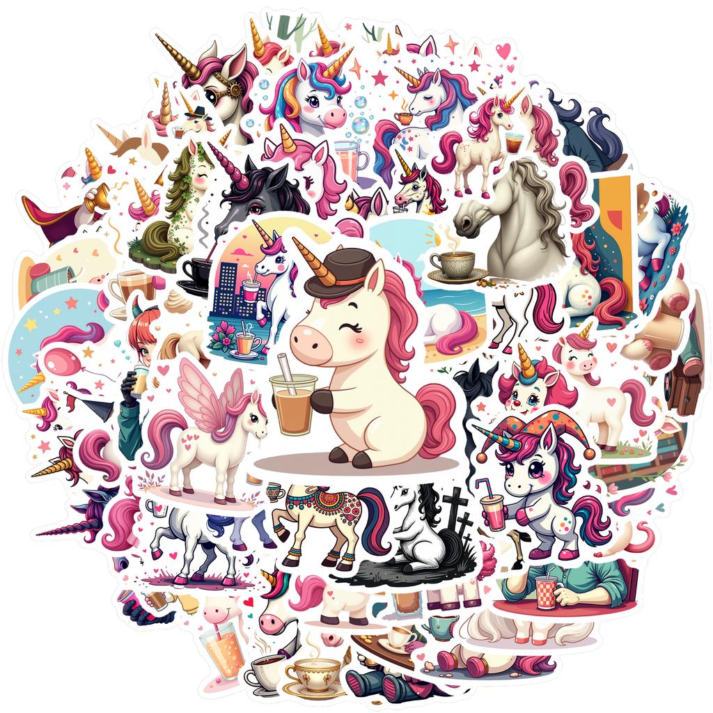 35-150pcs Unicorn Stickers Cute Pony Graffiti Sticker Kawaii Animal Stationery Sticker Decals Classroom Learning Rewards
