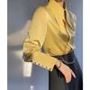 Women's High-End Satin Shirt with French Pointed Collar - Long Sleeve, Stylish Spring/Autumn Top