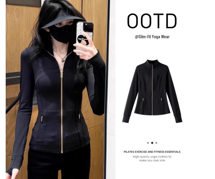

Women s 2025 Black Yoga Suit: Spring/Autumn Korean Style Casual Fitness & Cycling Wear S