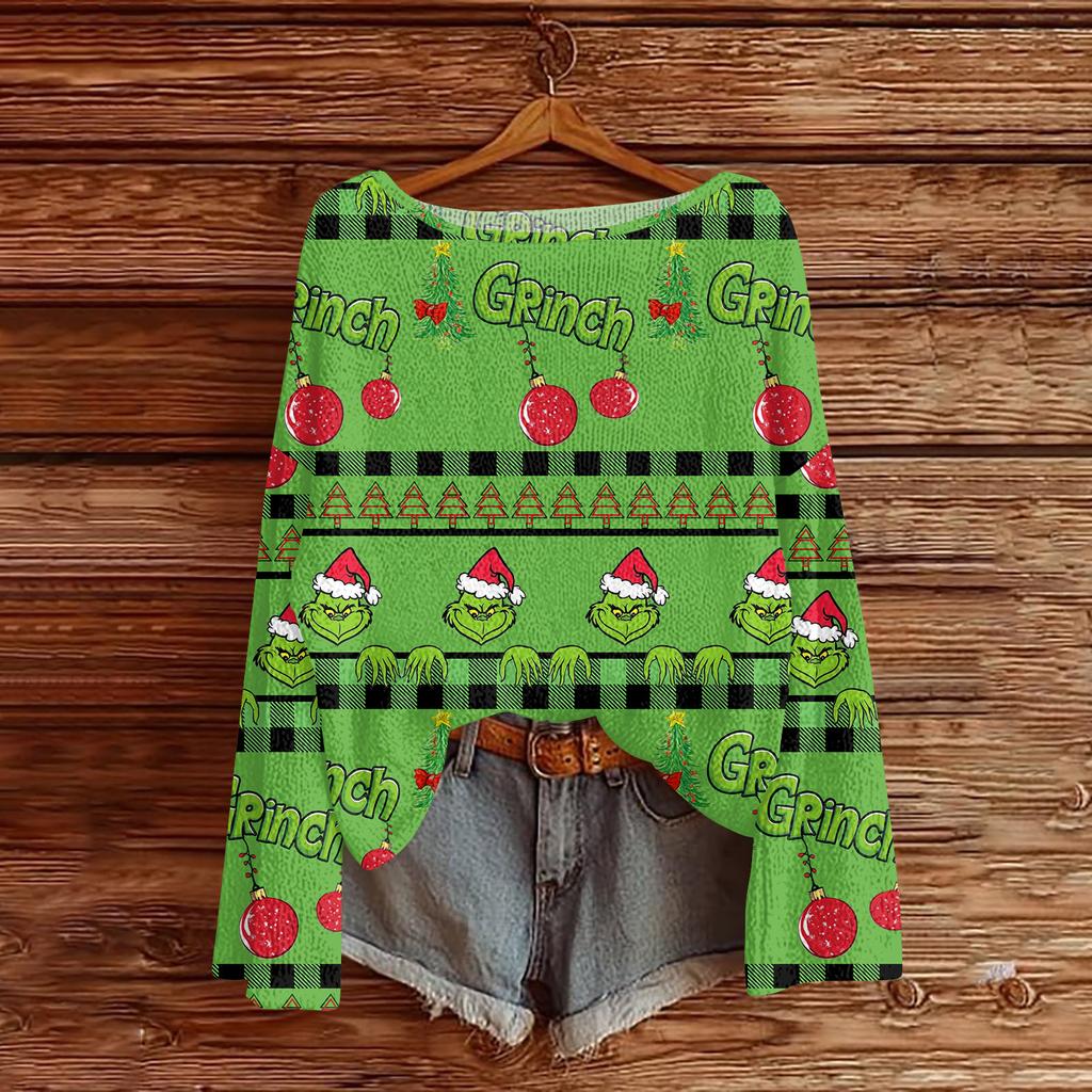 Christmas Sweatshirts For Women Knit Sweater Cute Shirt Fall Crewneck Pullover Tops