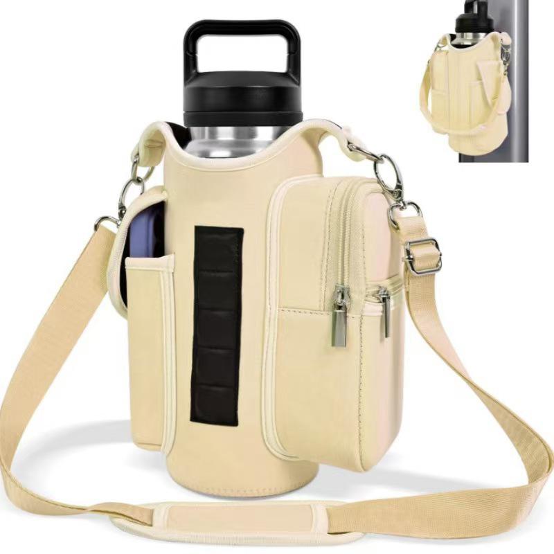 Portable Insulated Crossbody Bottle Holder - Large Capacity, Sporty Style, Wetsuit Material
