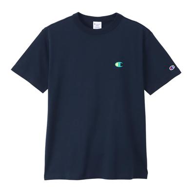 Camiseta Masculina Champion Azul Marinho Manga Curta Gola Careca, 100% Algodão, Logo de Um Ponto, Básica, C3-Z348