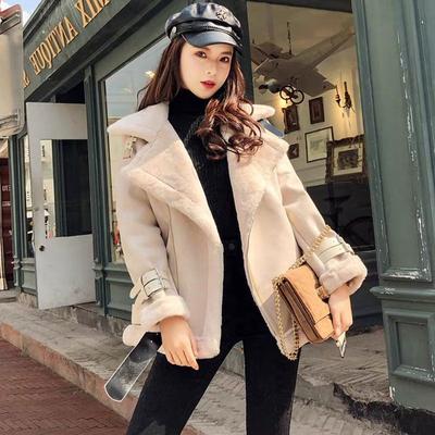 Neue Herbst- und Winter-Fleece-Verdickte Imitation Wildleder Pelz Integrierte Kurze Jacke Damen Imitation Lammwolle Lokomotive Kleidung
