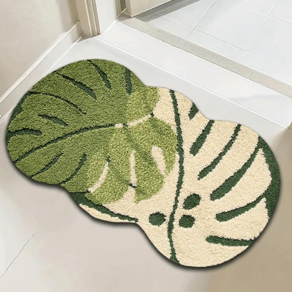 Tappeto in Peluche a Foglia Antiscivolo in TPR Morbido Tappetino Assorbente per Acqua Tappetino per Piedi Tappeto da Comodino Zona Comodino