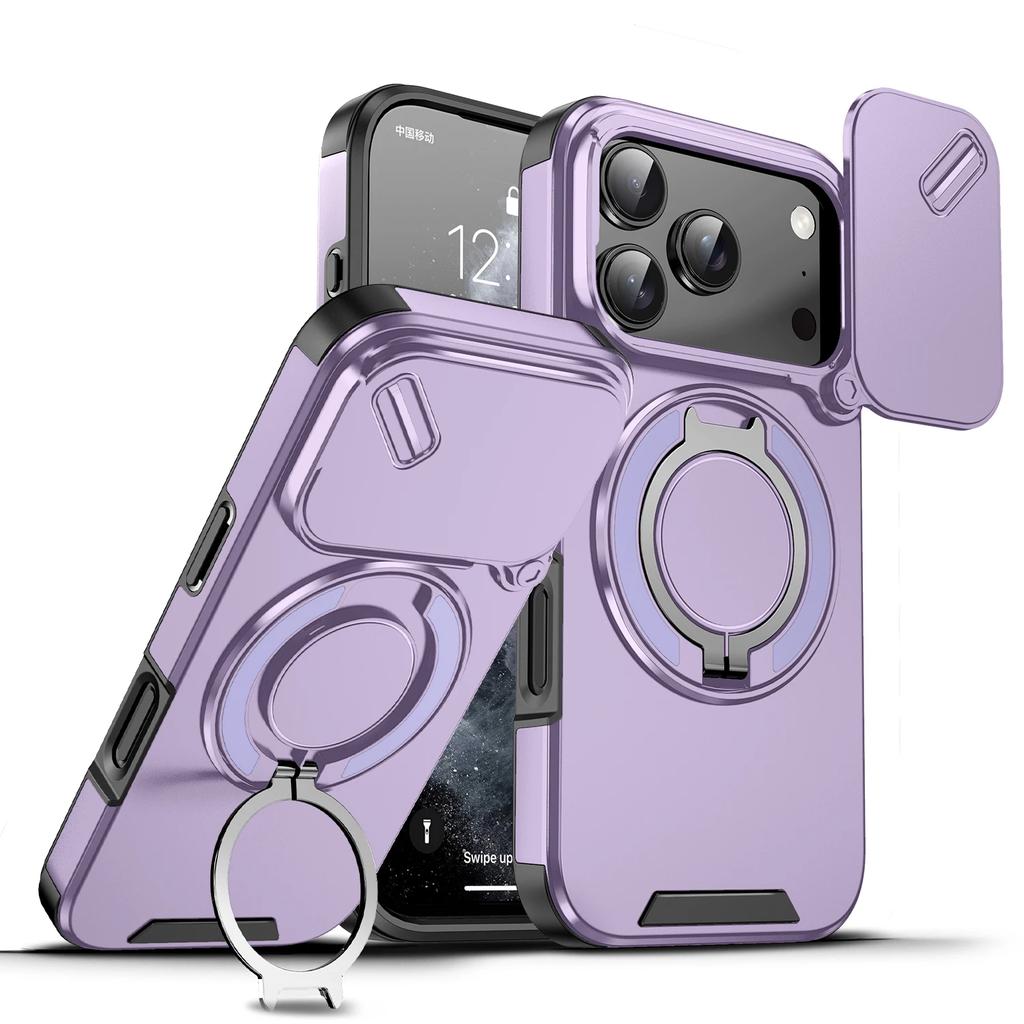 Case For iPhone 17 16 15 14 13 12 11 Pro Max Plus 17Air Heavy Duty Rugged Armor Magnetic Bracket Slide Camera Protection Cover