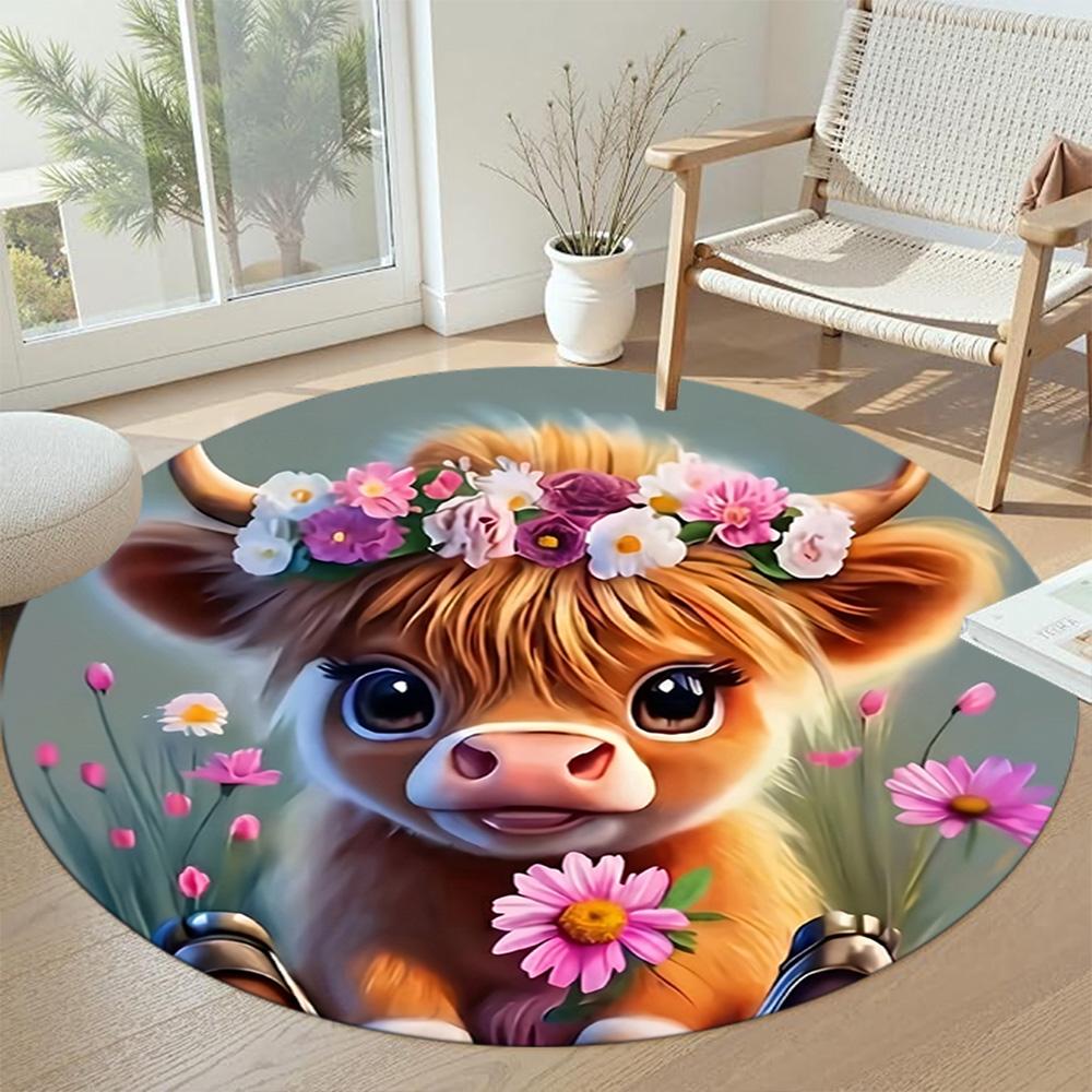 Yak Round Floor Mat Suitable for Living Rooms Study room Hallway Outdoor Antislip Round Carpet Anime Office Decor