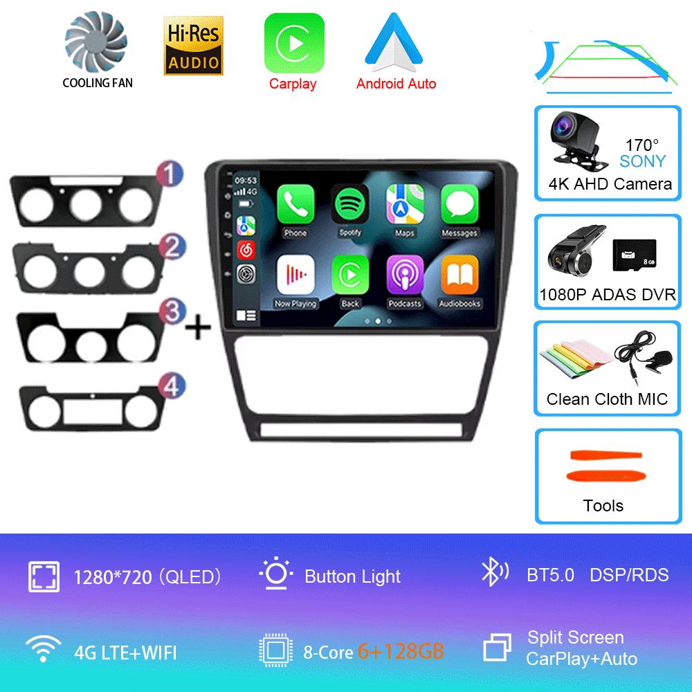 Android 14 Car Radio for Skoda Octavia 2 A5 2004 - 2013 Multimedia Video Player Navigation Stereo DVD Carplay Audio Head Unit