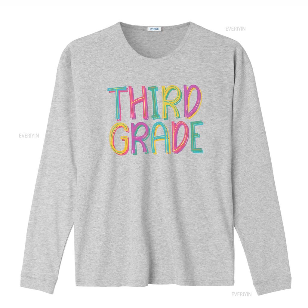 Colorful Neon Third Grade Back To School Print Casual T Shirt Vintage Washed Streetwear Comfortable Designer Clothes Soft Homme