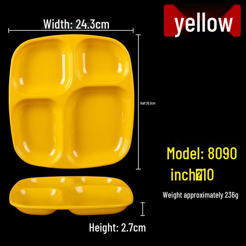 Rectangular Melamine Divided Canteen Tray