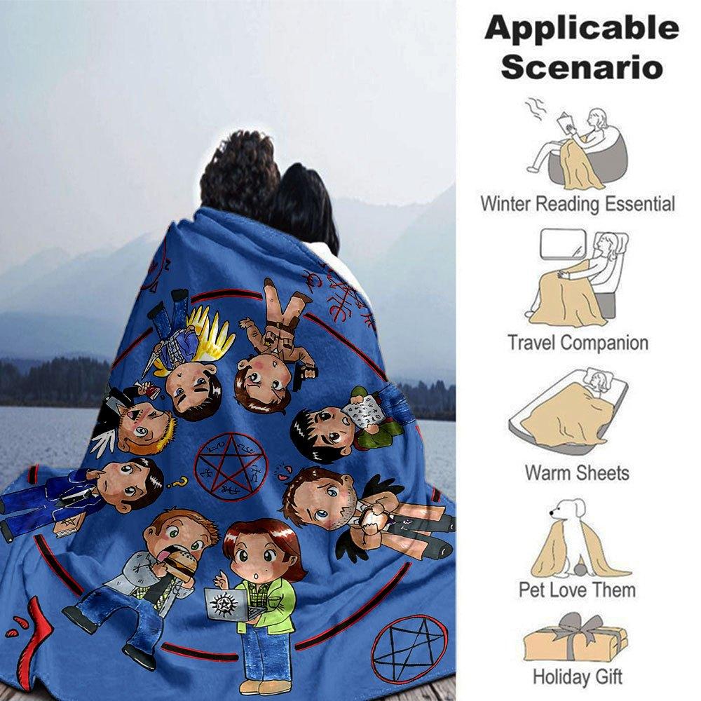 1pc Supernatural 8 Blanket Soft Warm Throw for Home, Office, Travel All Season Cozy Bedding Gift, Office Cozy AccessoryB