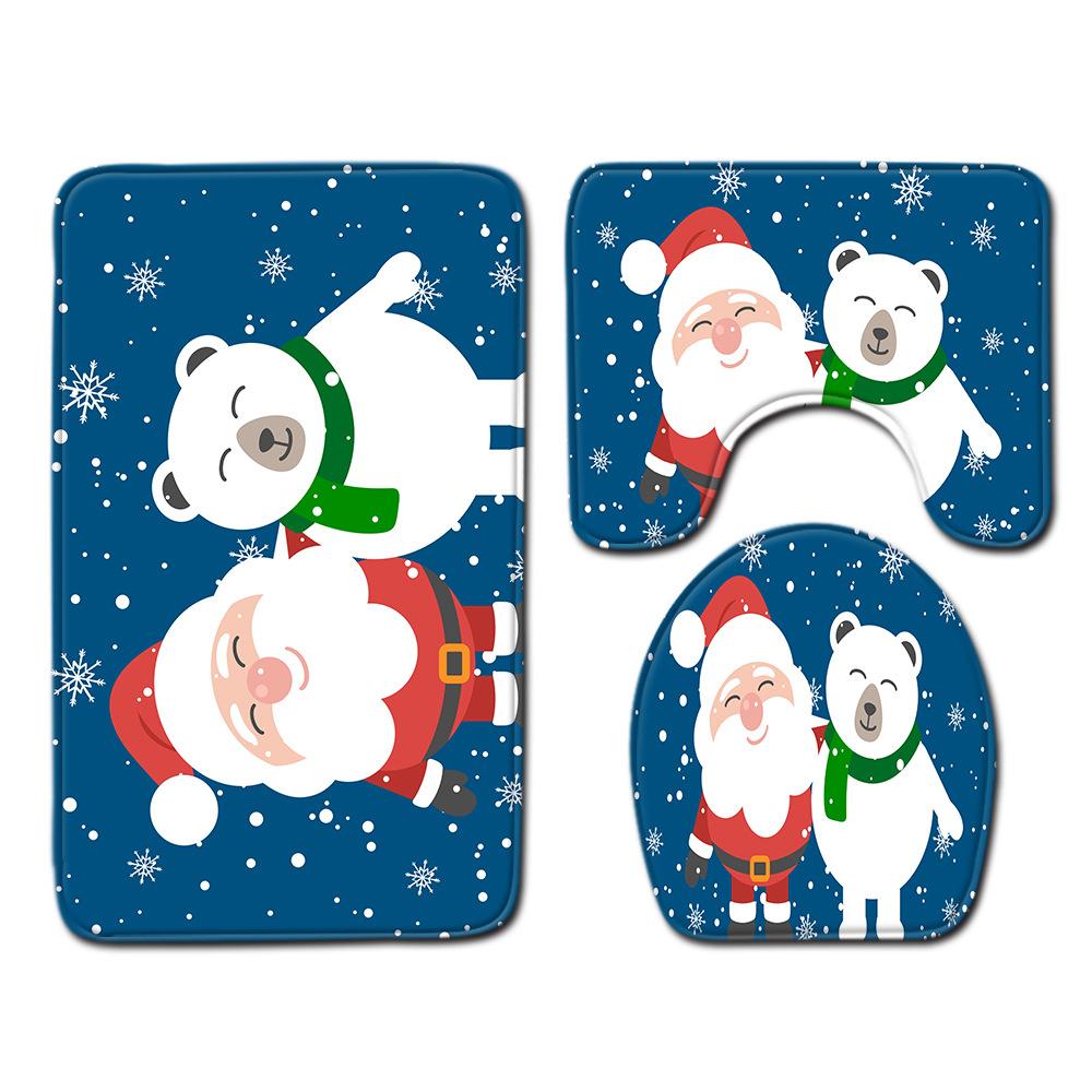 

Christmas Bathroom Floor Mat Toilet Three-Piece Set 45cmx75cm