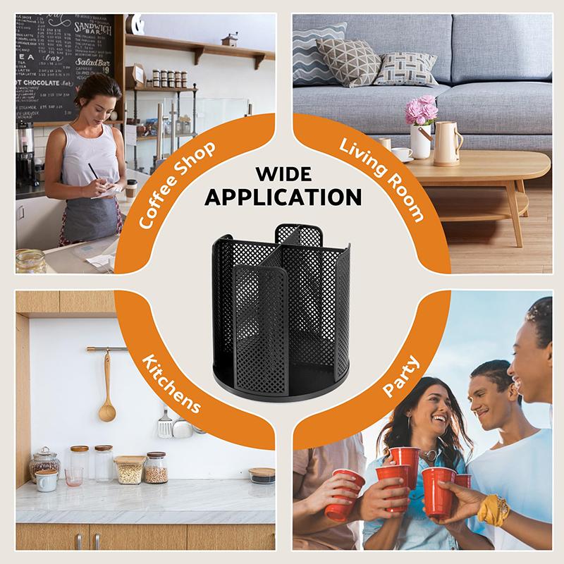 360° Rotation Storage Rack Disposable Cup And Lid Holder Coffee Cup Storage Dispenser Multifunctional Cup Organizers For Kitchen