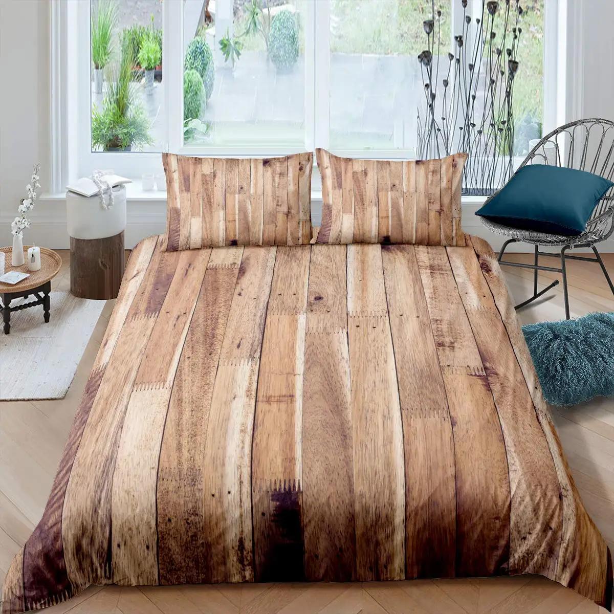 

Comforter 3D Modern Retro Wood Lovely Pattern Polyester S For Kids Adults Bedroom Decor King Queen Size Comforter (quilt)-EU Single(135*200cm)3pcs