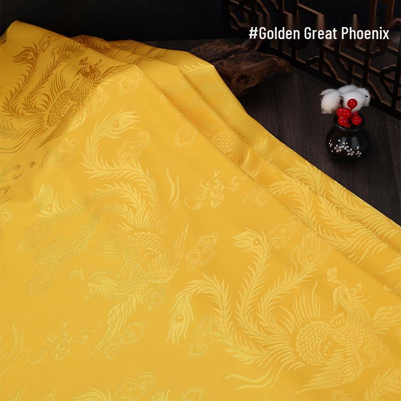 Жаккардовая шелковая сатиновая ткань с рисунком «Дракон и Феникс» для костюмов Ханьфу и Тан