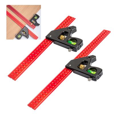 Heavy Duty Woodworking Combination Angle Ruler Aluminum Alloy Ruler 90/45 Degree Measuring Tool with Level & Needles