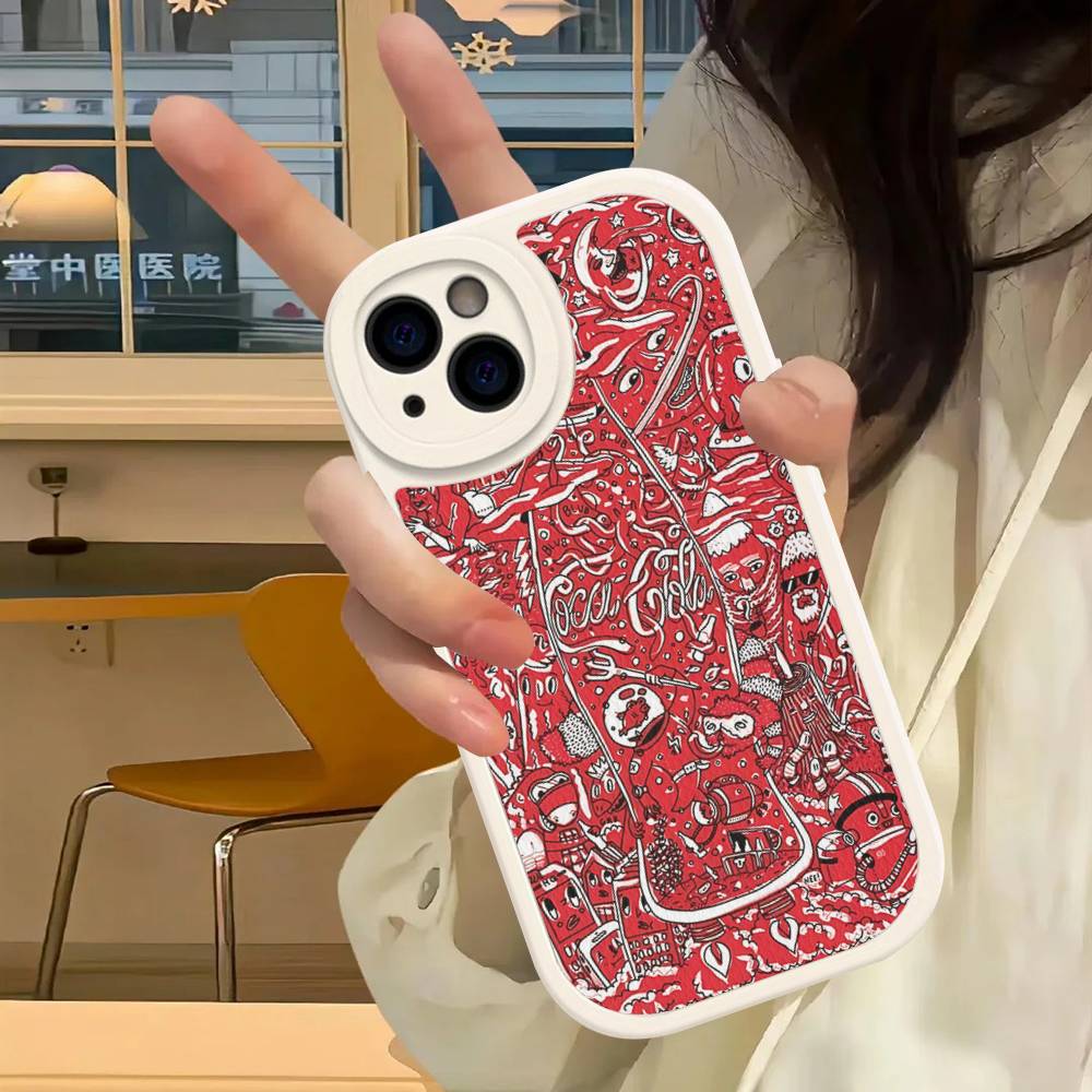 Hot C-Coca Drinks C-Cola Phone Case For Iphone 16 15 14 13 12 11 Pro Max Plus Leather Soft Back Cover