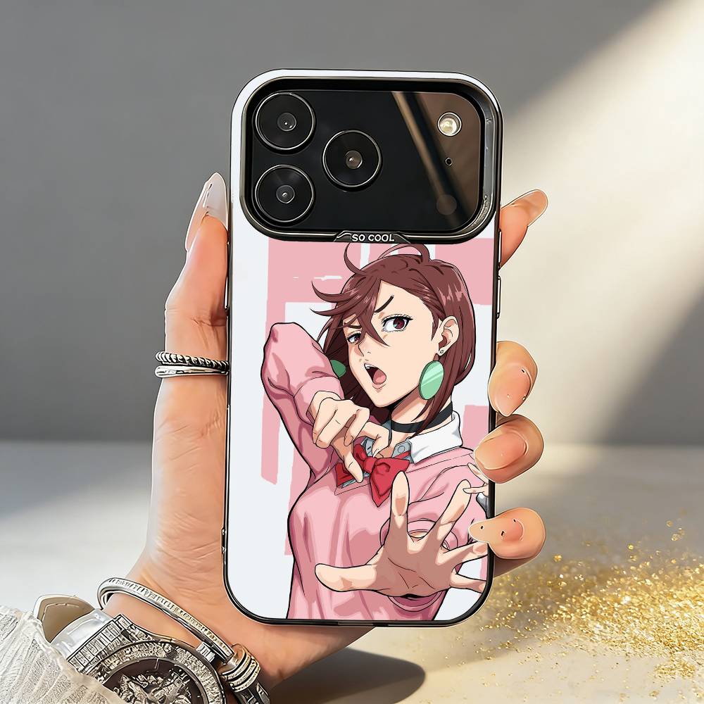 

M-Momo Ayase D-Dandadan Phone Case For iPhone17 16 15 14 13 12 Pro Max Grey Black Matte Laser Metallic Aurora Funda iPhone14