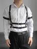 Arnês de Corpo de Couro Punk Hip Hop Techwear Tático Alça de Peito e Ombro Masculina Multi-Função Ajustável Cinto de Cintura Gótico