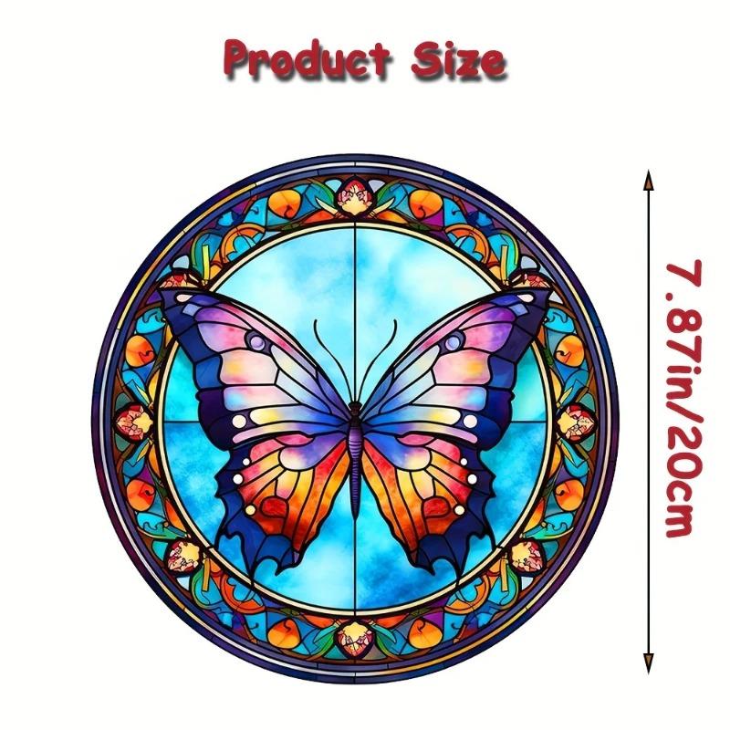 2D Flat Butterfly Round Acrylic Decoration Sign, Home Decor Plaque Hanging Wall Art Decorative Garden Decoration for Room Door Signs Hanging Square Li