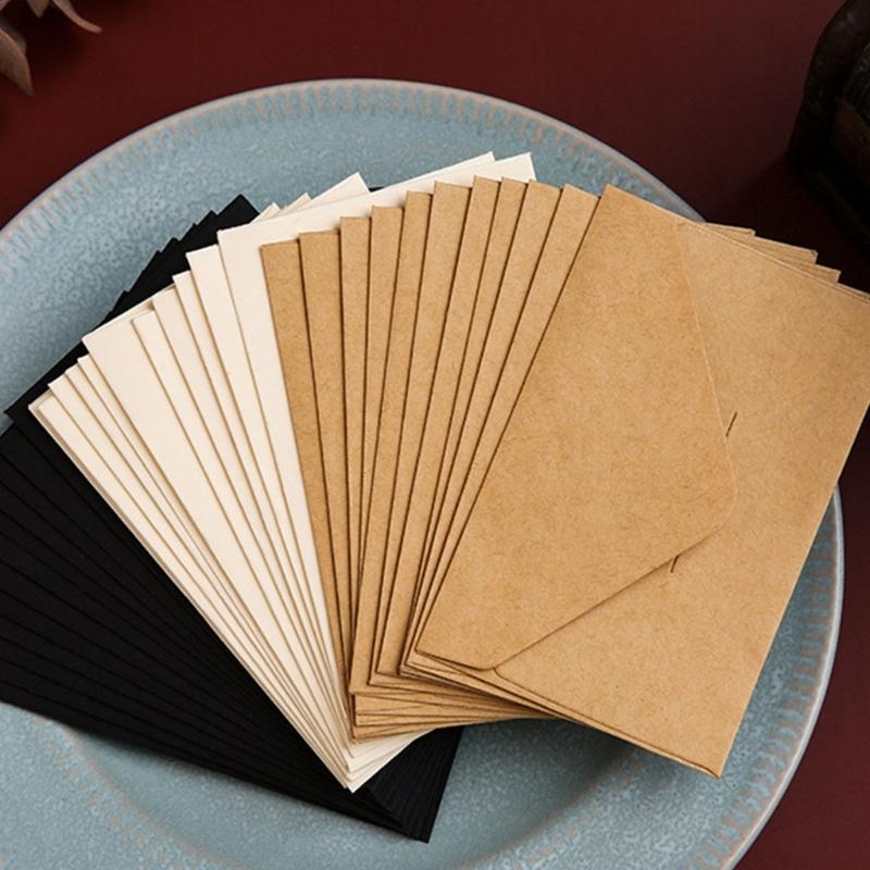 20Pcs Vintage Envelopes 4x2.76Inch Small Folding Envelopes Invitation Envelope For Wedding Valentines Card And Mailing
