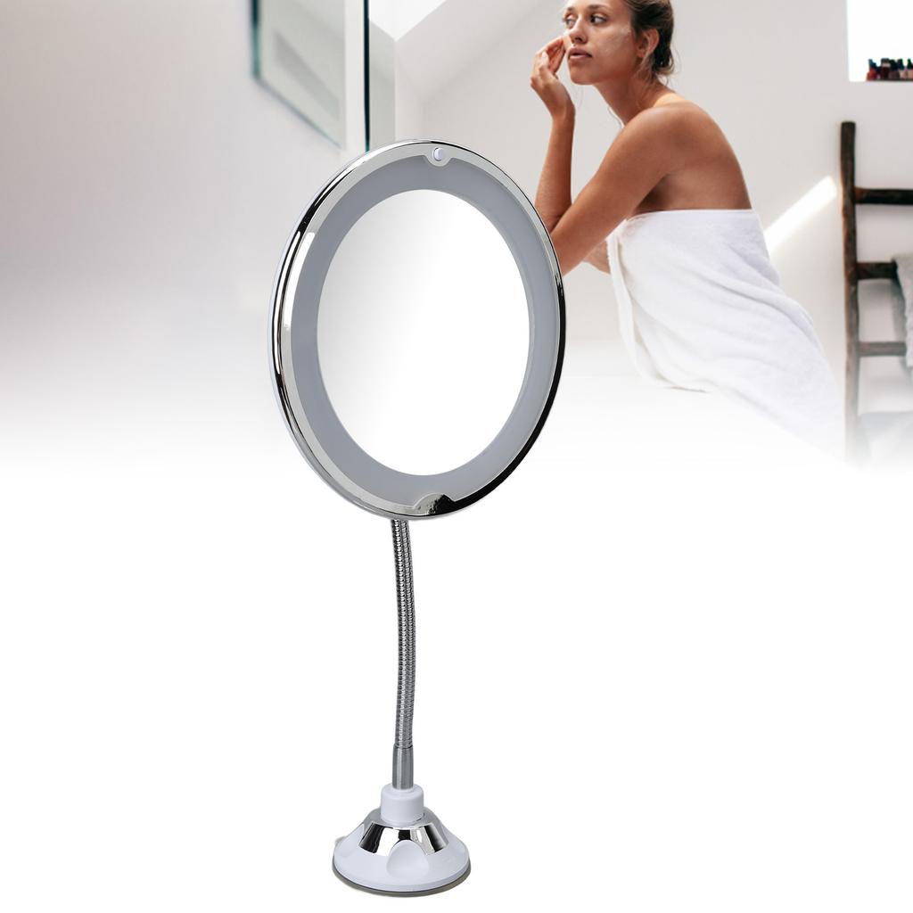8 Zoll Saugnapf Schminkspiegel 10X mit LED Weißlicht 10X Vergrößerung Saugnapf Kosmetikspiegel zum Schminken