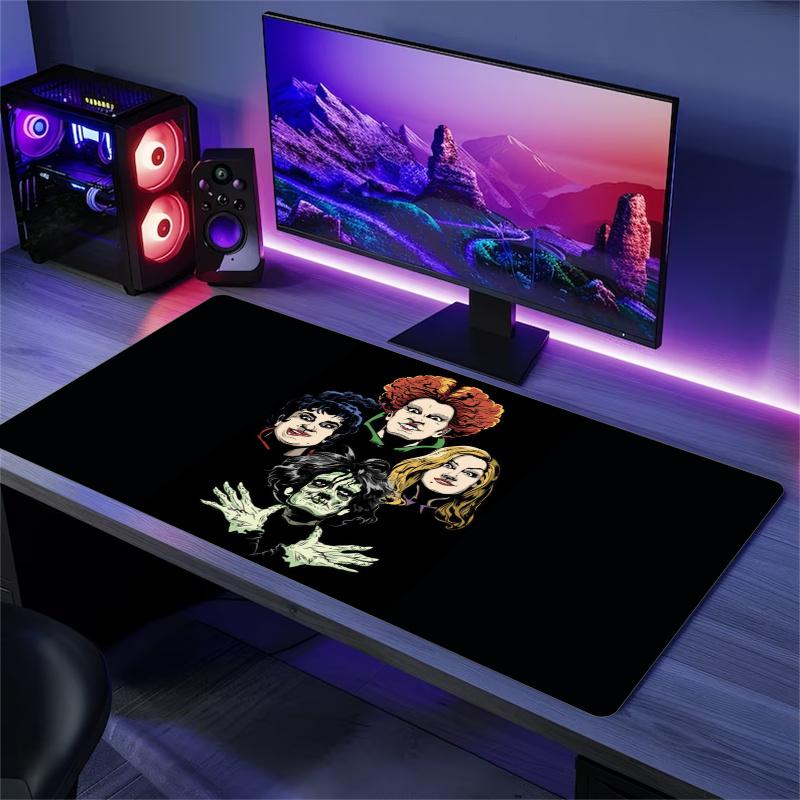 Hocus Pocus Cartoon Mouse Pad, Large Gaming Desk Mat, Non-slip XXL Mousepad for Laptop & Tablet, Mini PC Playmat with Stitched Edges
