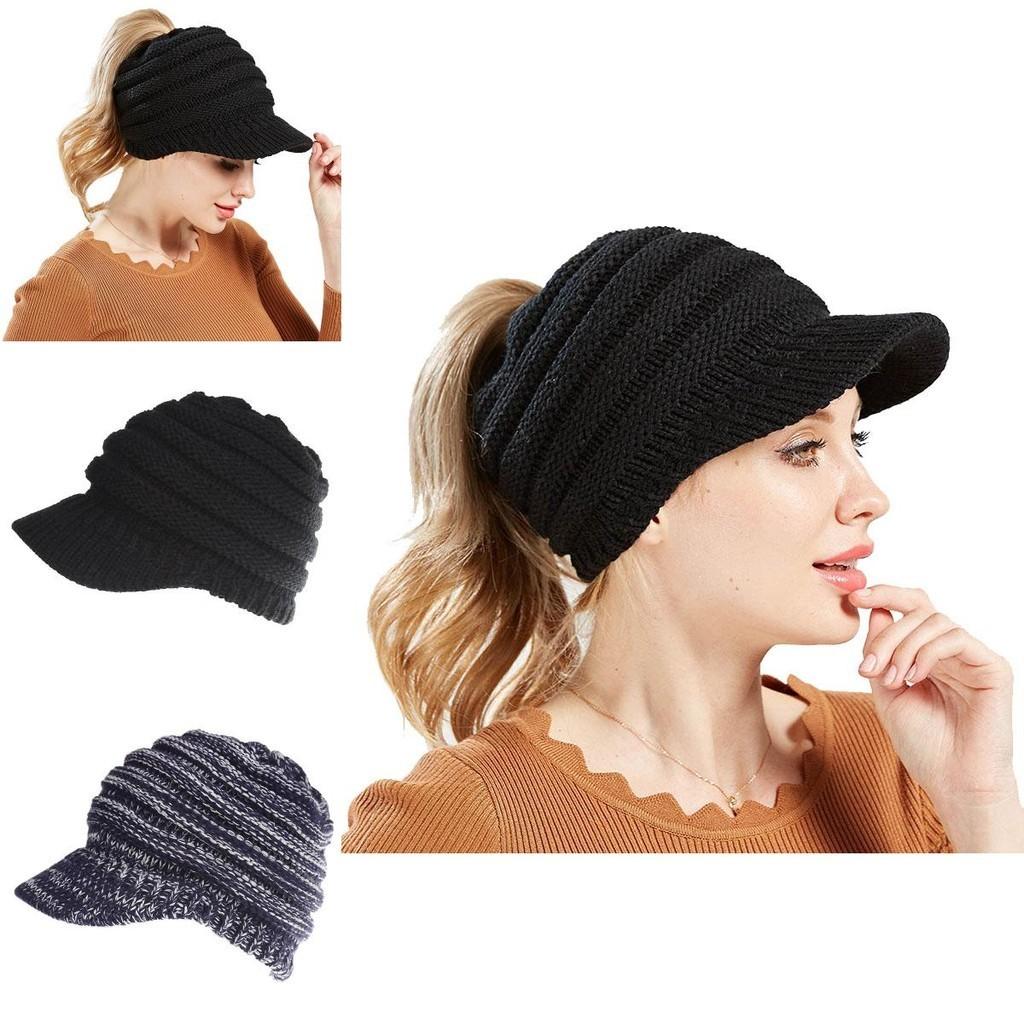 Modische Warme Winterstrickmütze mit Duttloch für Stilvolle Frauen