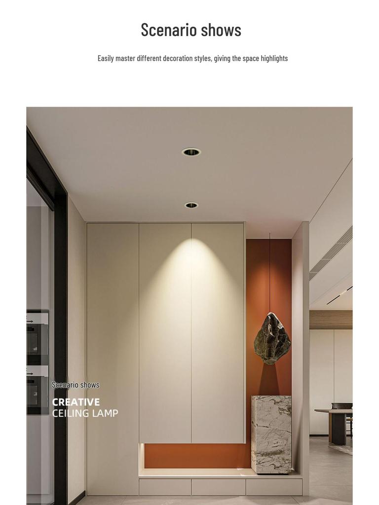 Blendfreier Einbau-Downlight mit integriertem Spot für Wohnzimmerdecke