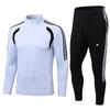 Men Women Soccer Training Kit Half-Zip Long Sleeve Jersey Shorts Set Football Practice Matches