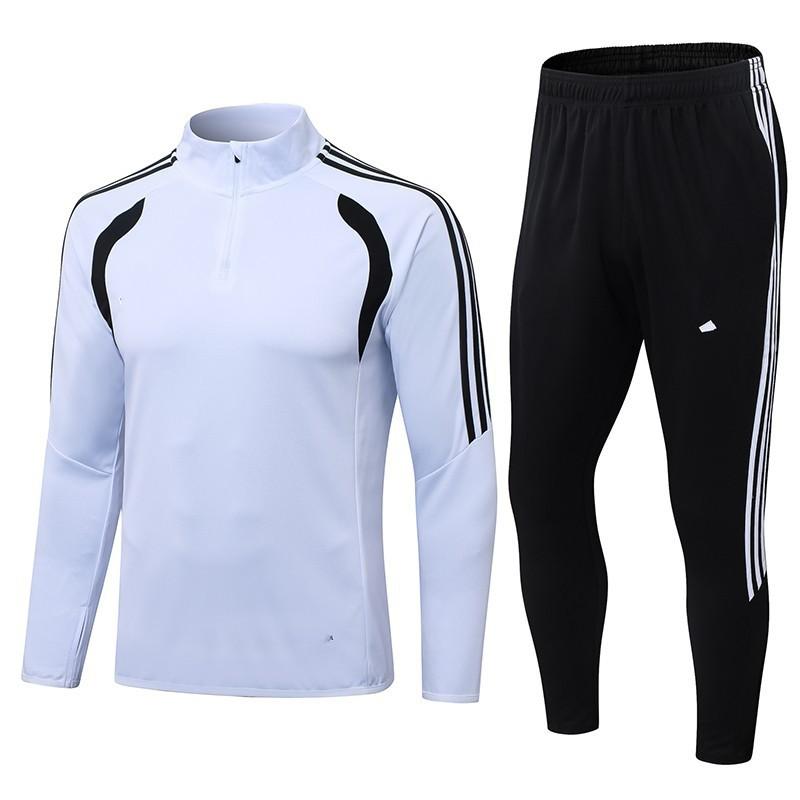 Men Women Soccer Training Kit Half-Zip Long Sleeve Jersey Shorts Set Football Practice Matches